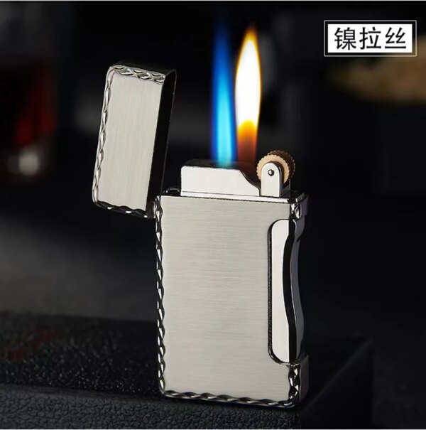 Briquet à gaz butane aste pour touristes, flamme bleue et flamme nue, jet en métal