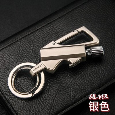 Briquet de survie en milieu sauvage avec porte-clés en métal, gadget amusant, kérosène, cadeau pour homme, 10,000 utilisations