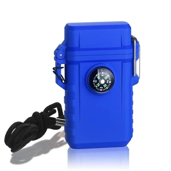 Briquet à jet de flamme bleue portable étanche avec lanière, allume-cigare turbo au butane, gadgets de pataugeoire de camping pour hommes, extérieur