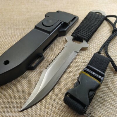 Partners-Couteau de chasse opaque DulSurvival avec gaine en plastique ABS, lame, outils EDC, camping de poche, extérieur