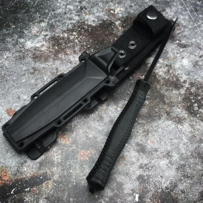 Couteau de chasse à lame 12C27, manche, tactique Camping survie Combat de poche, couteaux en titane, poche demi-dents + gaine ABS