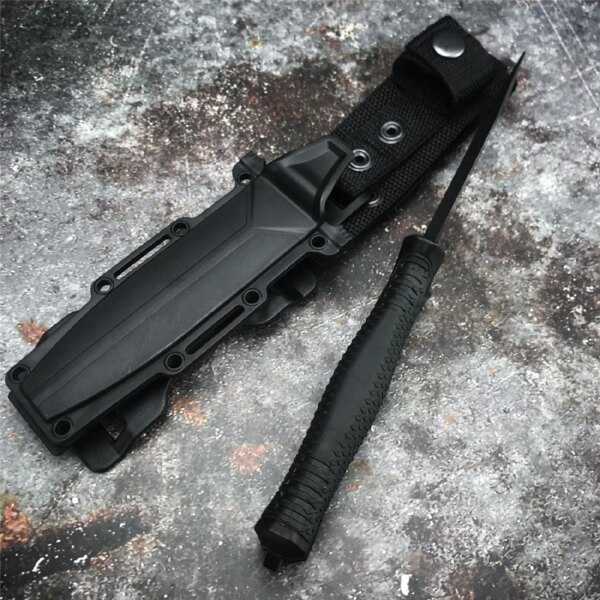 Couteau de chasse à lame 12C27, manche, tactique Camping survie Combat de poche, couteaux en titane, poche demi-dents + gaine ABS