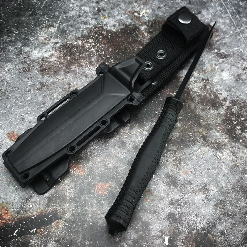 Couteau de chasse à lame 12C27, manche, tactique Camping survie Combat de poche, couteaux en titane, poche demi-dents + gaine ABS – Image 5