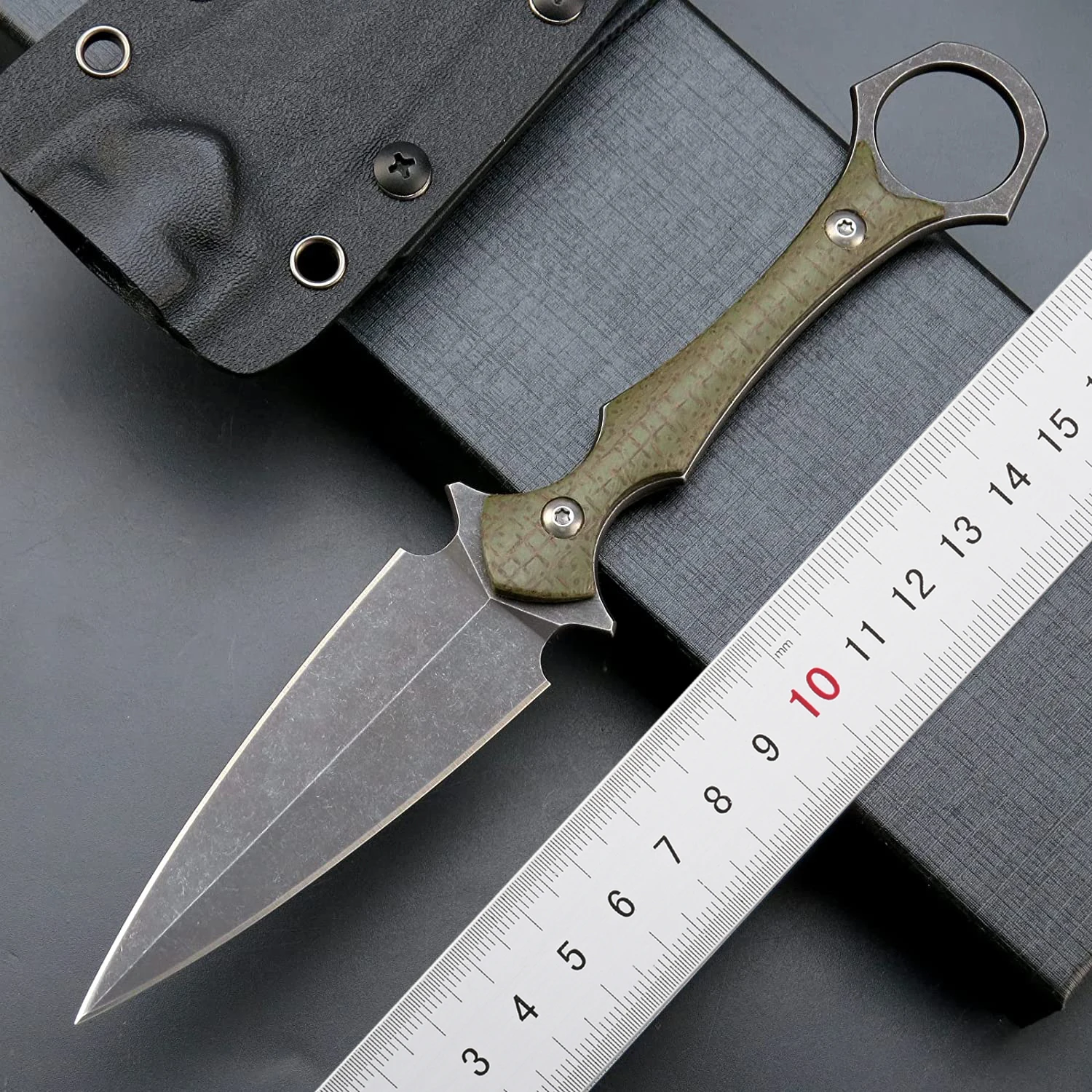 Eafengrow-Couteau à lame en acier, manche Micarta /G10, outil EDC pour le travail en plein air, le camping, la randonnée et la survie, C1292 Partners – Image 2