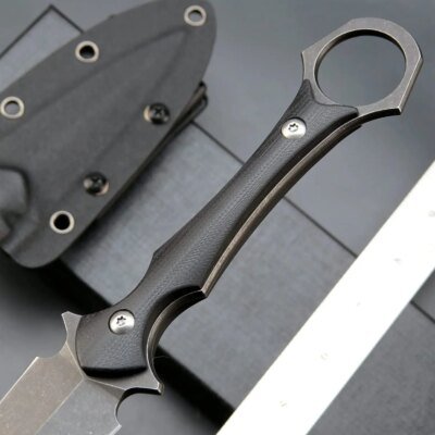 Eafengrow-Couteau à lame en acier, manche Micarta /G10, outil EDC pour le travail en plein air, le camping, la randonnée et la survie, C1292 Partners