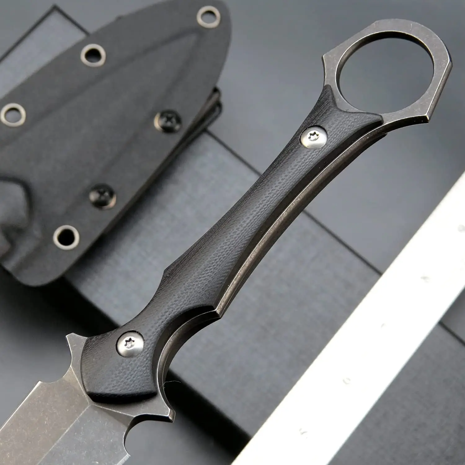 Eafengrow-Couteau à lame en acier, manche Micarta /G10, outil EDC pour le travail en plein air, le camping, la randonnée et la survie, C1292 Partners – Image 4