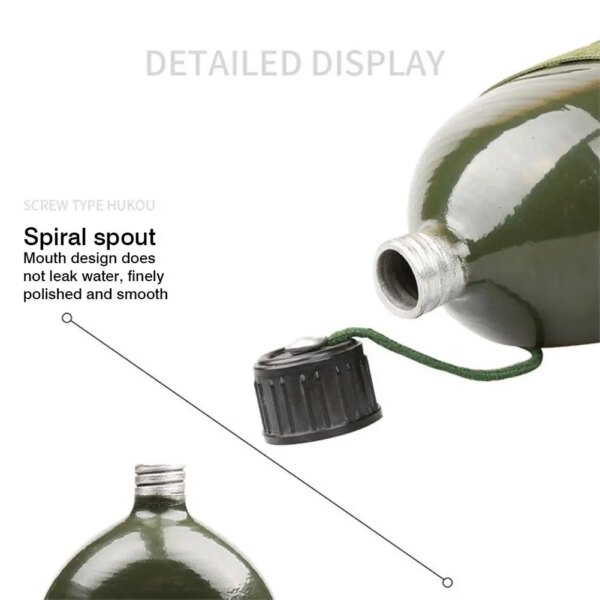 Bouteille militaire en aluminium de grande capacité, pratique, bouteille d'eau de survie, bouilloire de cantine pour Camping en plein air voyage randonnée poisson