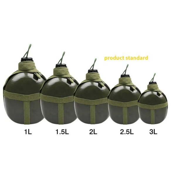 Bouteille militaire en aluminium de grande capacité, pratique, bouteille d'eau de survie, bouilloire de cantine pour Camping en plein air voyage randonnée poisson