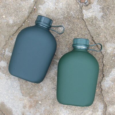 19856-52b322.jpg Bouteille d'eau de cantine militaire avec couvercle, bouilloire de survie, camping, randonnée, sac à dos, extérieur, 1L