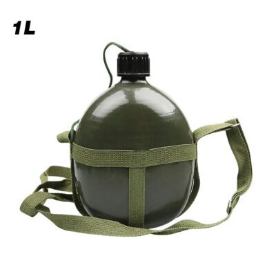 Bouteille militaire en aluminium de grande capacité, pratique, bouteille d'eau de survie, bouilloire de cantine pour Camping en plein air voyage randonnée poisson