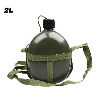 Bouteille militaire en aluminium de grande capacité, pratique, bouteille d'eau de survie, bouilloire de cantine pour Camping en plein air voyage randonnée poisson