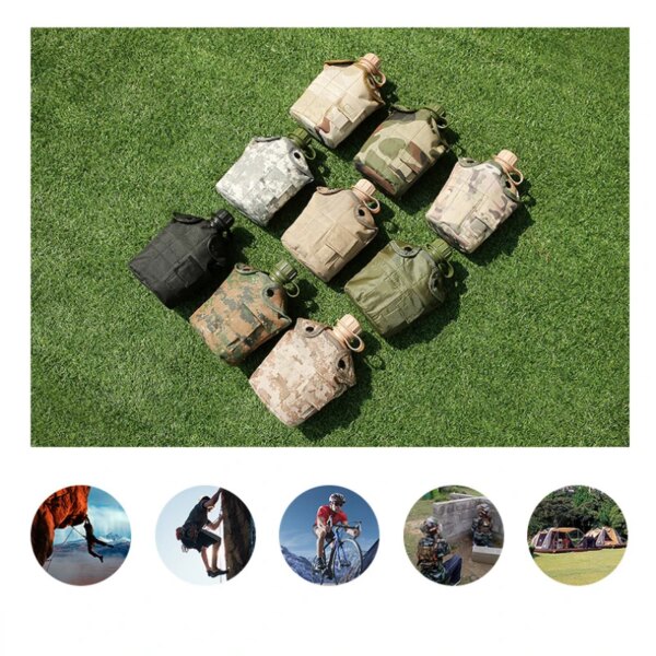 Bouteille de cantine militaire, 1l, pour l'extérieur, Camping, randonnée, sac à dos, bouteille d'eau de survie, bouilloire avec couvercle – Image 6