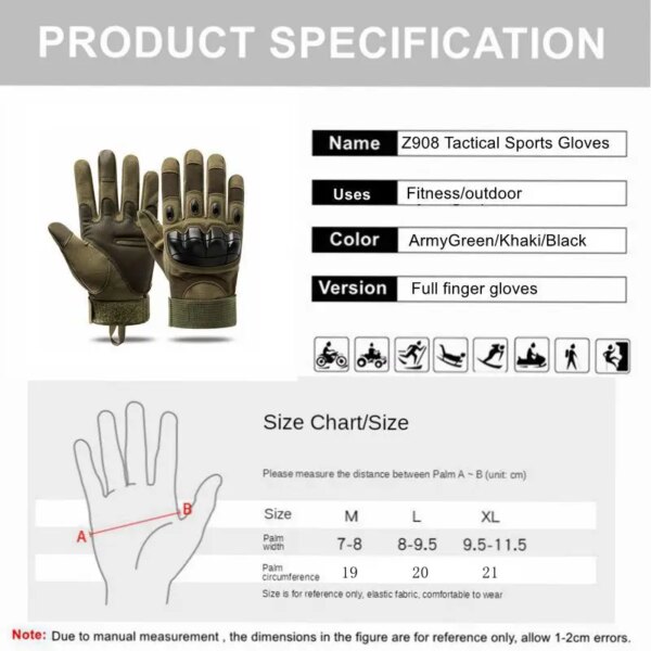 Gants tactiques militaires de tir, Design tactile, sport, protection – Image 5