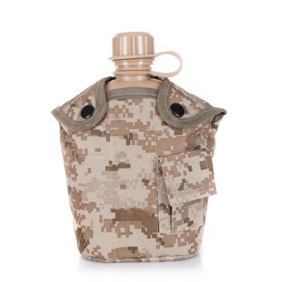 Bouteille de cantine militaire, 1l, pour l'extérieur, Camping, randonnée, sac à dos, bouteille d'eau de survie, bouilloire avec couvercle