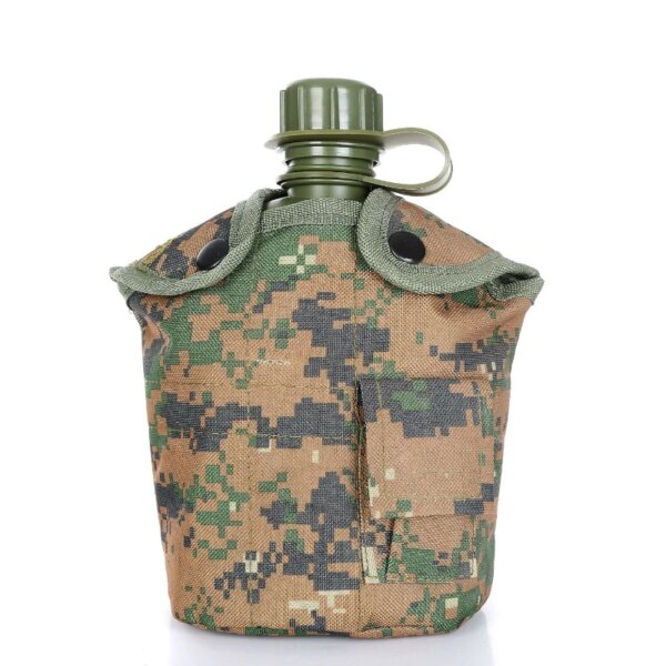 Bouteille de cantine militaire, 1l, pour l'extérieur, Camping, randonnée, sac à dos, bouteille d'eau de survie, bouilloire avec couvercle