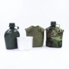 Bouteille d'eau de cantine militaire avec couvercle, bouilloire extérieure, bouteille de survie, camping, randonnée, sac à dos, 1L