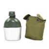 Bouteille d'eau de cantine militaire avec couvercle, bouilloire extérieure, bouteille de survie, camping, randonnée, sac à dos, 1L
