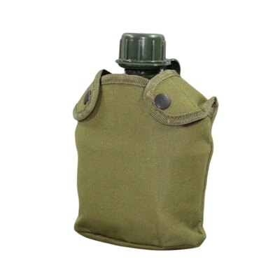 Bouteille d'eau de cantine militaire avec couvercle, bouilloire extérieure, bouteille de survie, camping, randonnée, sac à dos, 1L