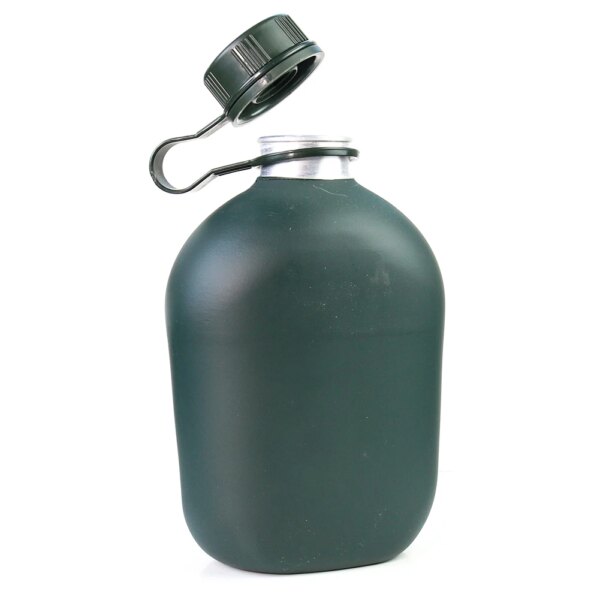 CamSolomon-Bouteille d'eau militaire portable avec sangle initiée, bouilloire de pique-nique, fiole de camping en aluminium, sports de plein air, cantine, pot, 1L