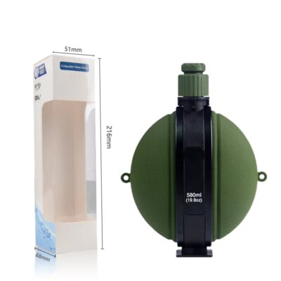 Bouteille d'Eau Pliable Militaire en Silicone, Bouilloire, Cantine avec Boussole, pour Voyage, Randonnée, Camping