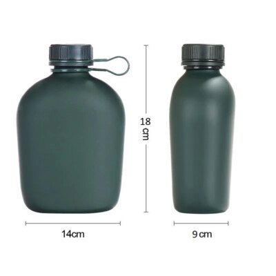 Bouteille d'eau de sports de plein air avec poudres, gourde de cantine, camping militaire, randonnée, bouilloire de survie, 1L