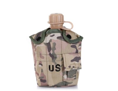 20037-c47367.jpg Bouteille d'eau de cantine militaire avec couvercle, bouilloire de survie, camping, randonnée, sac à dos, extérieur, 1L