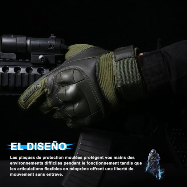 Gants tactiques à écran tactile, militaire, Combat, Airsoft, Paintball, chasse, randonnée, cyclisme, motard, jointure dure, doigt complet pour hommes – Image 4