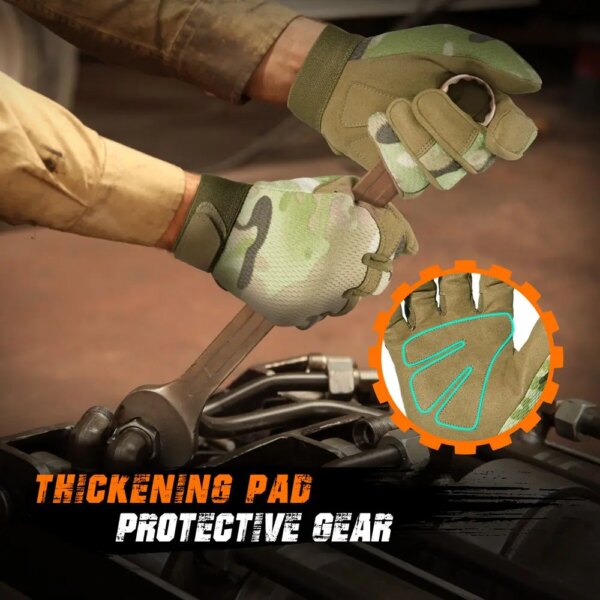 Gants tactiques Multicam antidérapants, vélo militaire, Airsoft, moto, tir Paintball, équipement de travail, camouflage, longue mitaine doigt complet pour hommes et femmes ete – Image 3