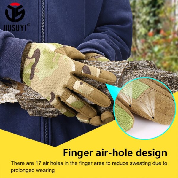 Gants tactiques Multicam antidérapants, vélo militaire, Airsoft, moto, tir Paintball, équipement de travail, camouflage, longue mitaine doigt complet pour hommes et femmes ete – Image 2