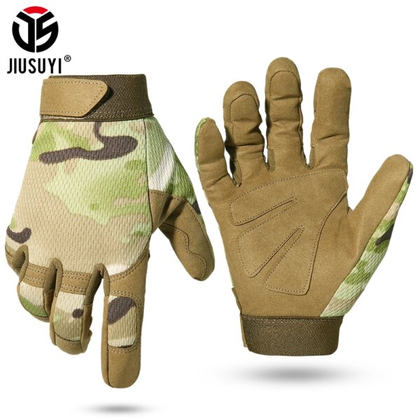 Gants tactiques Multicam antidérapants, vélo militaire, Airsoft, moto, tir Paintball, équipement de travail, camouflage, longue mitaine doigt complet pour hommes et femmes ete