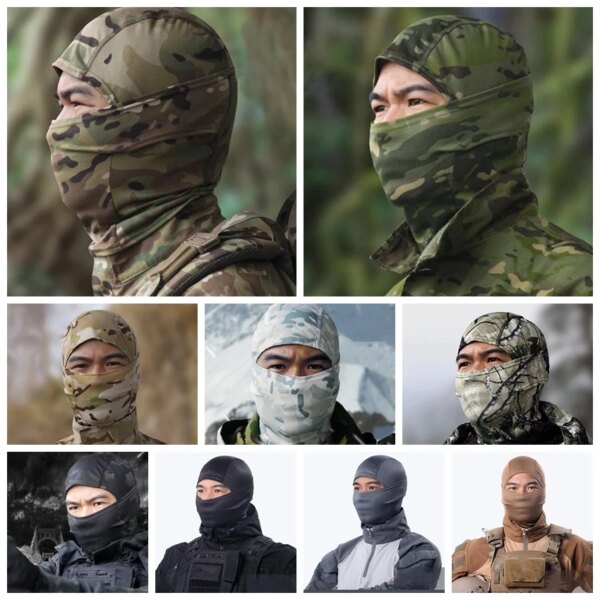 Cagoule de Camouflage tactique de l'armée, chapeau seau, écharpe de chasse, cyclisme militaire Multicam, guêtre de cou Bandana – Image 4