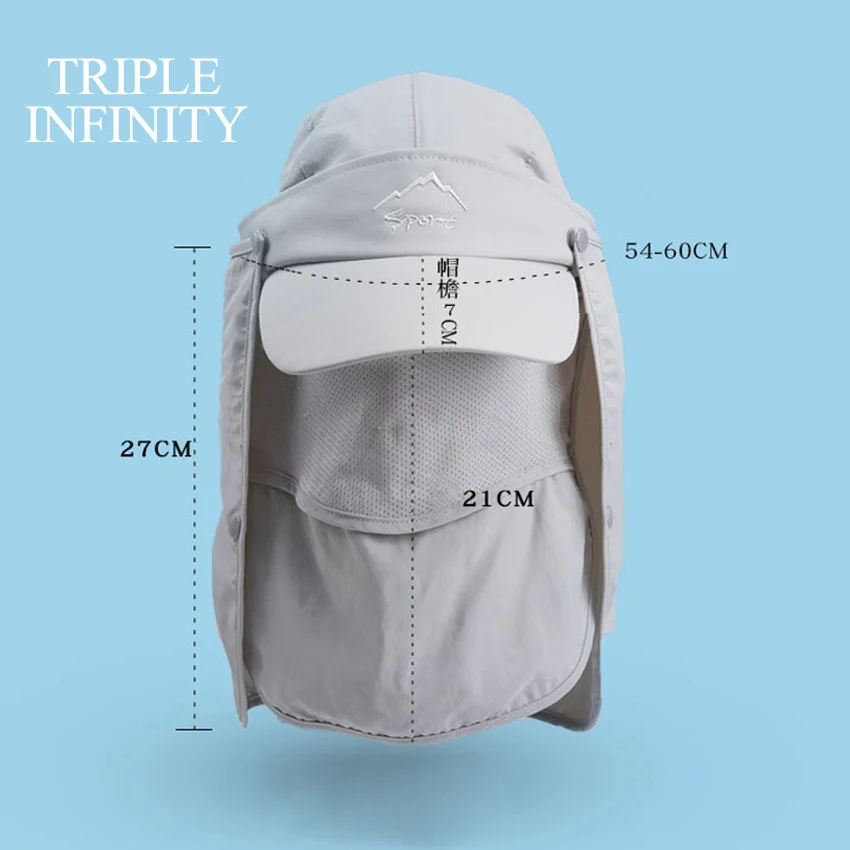 Pare-soleil multifonctionnel pour hommes, chapeaux de plein air pĂȘche randonnĂ©e homme, chapeau de soleil Ă sĂ©chage rapide dĂ©tachable respirant chapeau d'Ă©tĂ© casquette de Baseball â Image 4