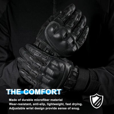 Gants tactiques doigt complet en cuir PU pour hommes et femmes, équipement de protection, pour Paintball, Airsoft, chasse