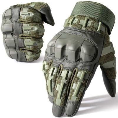 Gants tactiques doigt complet en cuir PU pour hommes et femmes, équipement de protection, pour Paintball, Airsoft, chasse