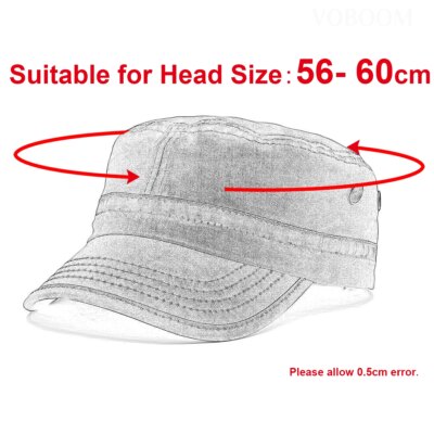 20682-7b6df3.jpg VOBOOM-Casquettes militaires de cadets en coton lavé pour hommes, chapeaux plats vintage réglables, design unique, trou d'air