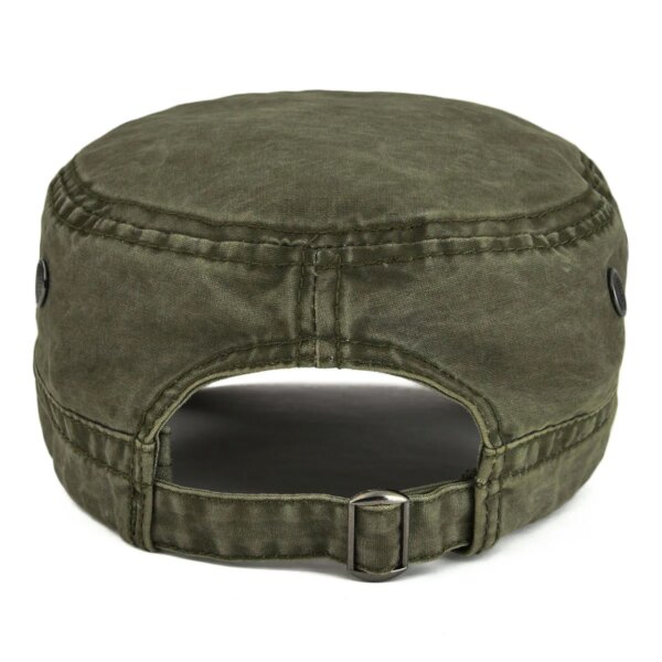 VOBOOM-Casquettes militaires de cadets en coton lavé pour hommes, chapeaux plats vintage réglables, design unique, trou d'air – Image 4