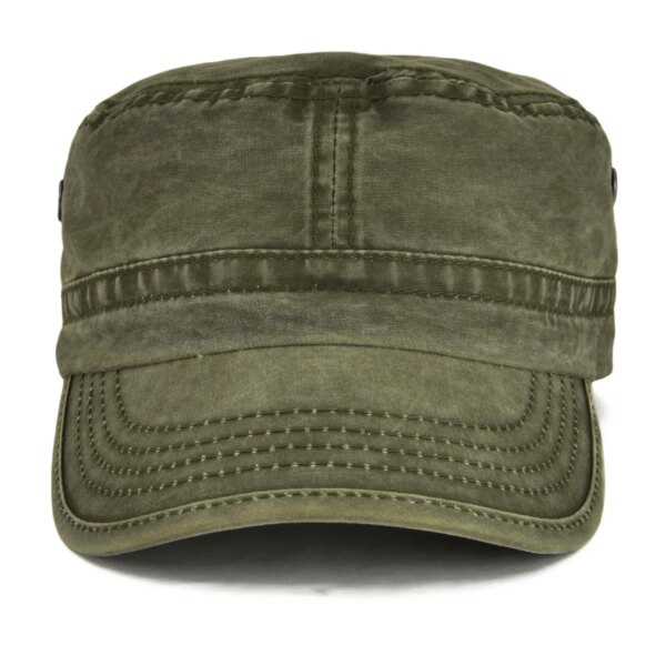 VOBOOM-Casquettes militaires de cadets en coton lavé pour hommes, chapeaux plats vintage réglables, design unique, trou d'air – Image 3