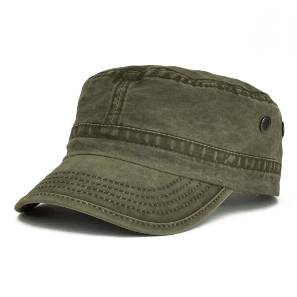 VOBOOM-Casquettes militaires de cadets en coton lavé pour hommes, chapeaux plats vintage réglables, design unique, trou d'air
