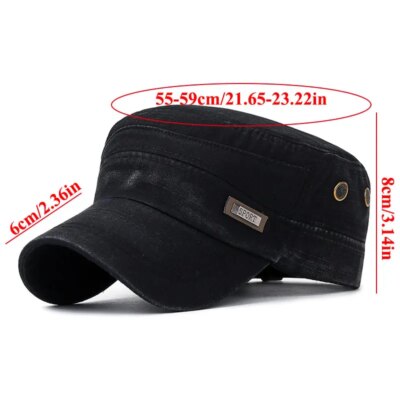 Casquette militaire en coton délavé pour hommes, chapeau de cadet décontracté, casquettes plates unisexes, chapeaux de l'armée vintage, nouvelle mode, été, printemps
