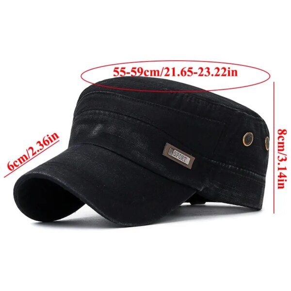 Casquette militaire en coton délavé pour hommes, chapeau de cadet décontracté, casquettes plates unisexes, chapeaux de l'armée vintage, nouvelle mode, été, printemps – Image 4
