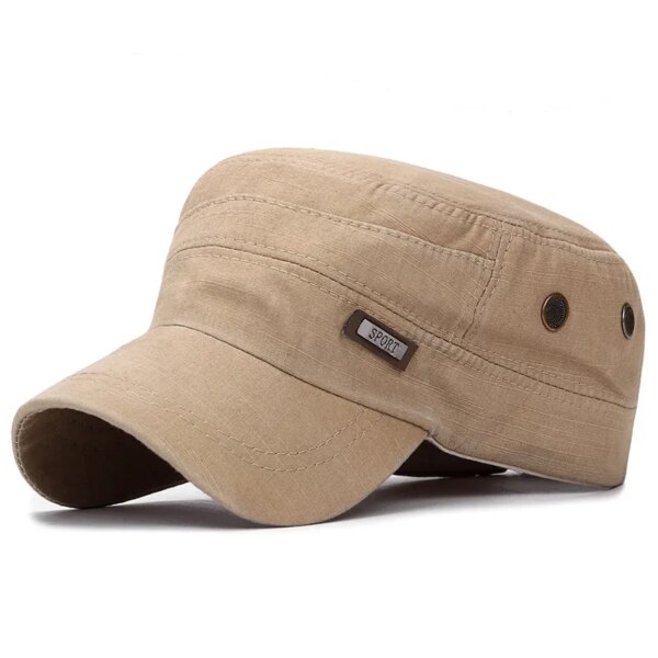 Casquette militaire en coton délavé pour hommes, chapeau de cadet décontracté, casquettes plates unisexes, chapeaux de l'armée vintage, nouvelle mode, été, printemps – Image 3