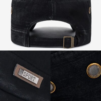 Casquette militaire en coton délavé pour hommes, chapeau de cadet décontracté, casquettes plates unisexes, chapeaux de l'armée vintage, nouvelle mode, été, printemps