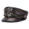 20872-41da99.jpg Casquette militaire allemande unisexe en cuir véritable pour homme, chapeau haut de forme plat, marque d'aigle, JOPunk, mode coréenne, accessoires masculins, 5.0