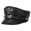 20872-56044b.jpg Casquette militaire allemande unisexe en cuir véritable pour homme, chapeau haut de forme plat, marque d'aigle, JOPunk, mode coréenne, accessoires masculins, 5.0