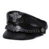 20872-c8b50a.jpg Casquette militaire allemande unisexe en cuir véritable pour homme, chapeau haut de forme plat, marque d'aigle, JOPunk, mode coréenne, accessoires masculins, 5.0