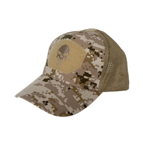 Casquettes de randonnée réglables en maille respirante, casquette tête de mort, camouflage militaire, pare-soleil Airsoft, chapeau de camionneur, snapback de baseball de chasse