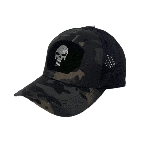 Casquettes de randonnée réglables en maille respirante, casquette tête de mort, camouflage militaire, pare-soleil Airsoft, chapeau de camionneur, snapback de baseball de chasse – Image 2