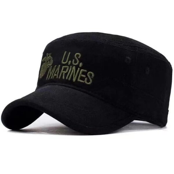 Chapeau en coton brodé CamSolomon pour hommes, casquette du corps des Marines des États-Unis, chapeaux militaires, chapeau haut de forme plat, marine américaine, 2019 – Image 3