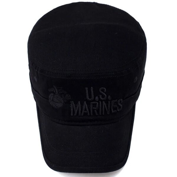 Chapeau en coton brodé CamSolomon pour hommes, casquette du corps des Marines des États-Unis, chapeaux militaires, chapeau haut de forme plat, marine américaine, 2019 – Image 4