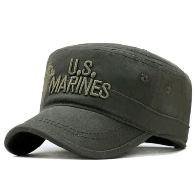 Chapeau en coton brodé CamSolomon pour hommes, casquette du corps des Marines des États-Unis, chapeaux militaires, chapeau haut de forme plat, marine américaine, 2019